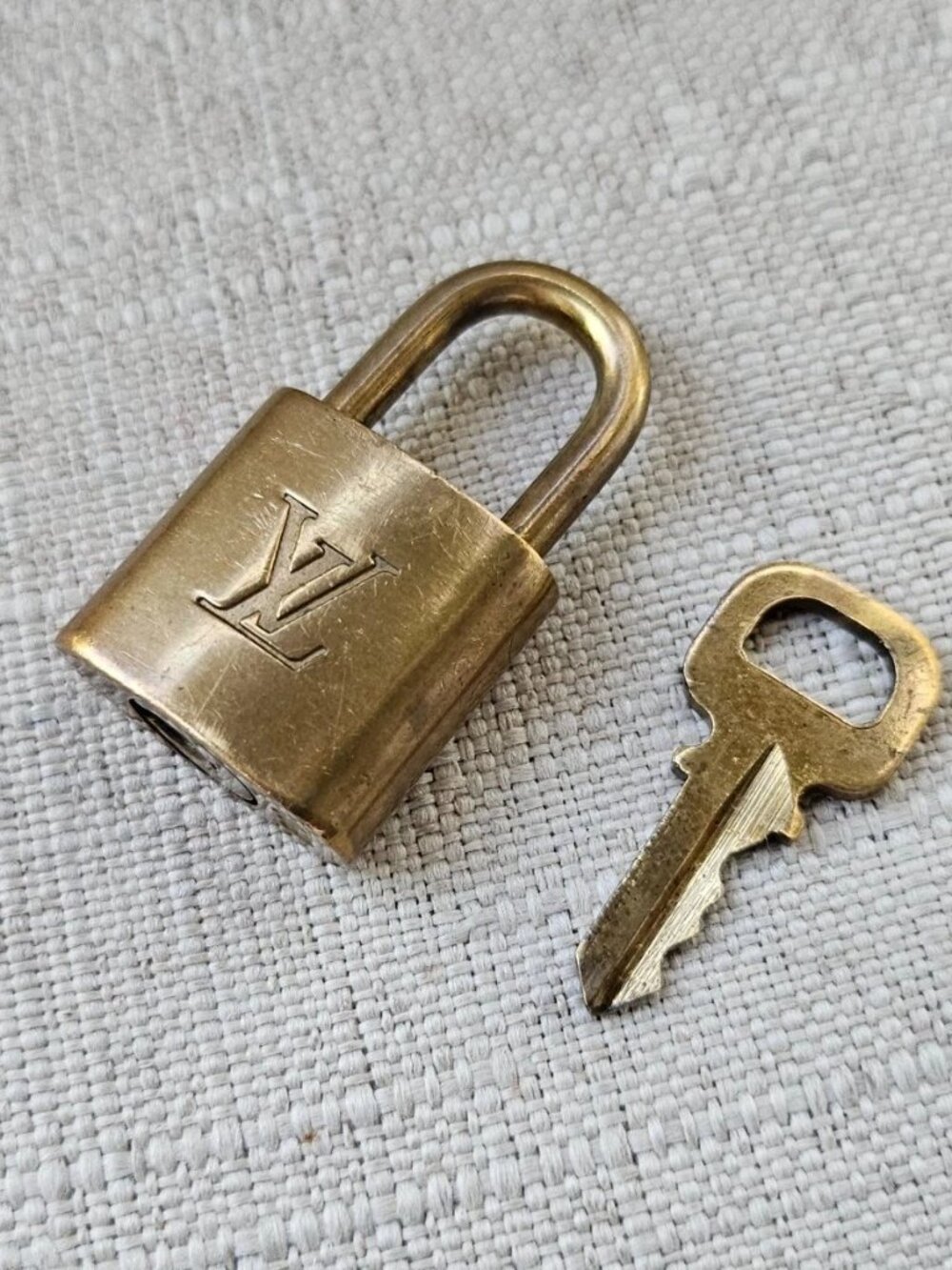 Vintage Louis Vuitton Padlock Gold Tone Lock W/ Key Pad Lock Made in France Auth - Picture 2 of 6